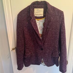 Anthropologie Cartonnier Maroon Textured Blazer, Small